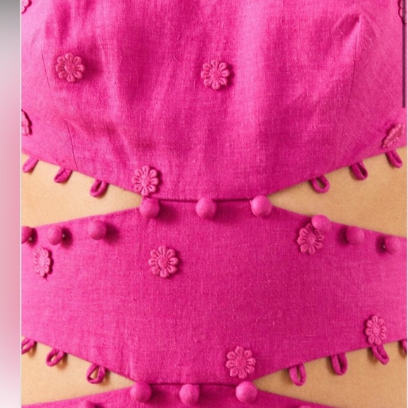 Farm Rio Pink 3d Flower Cut Out Midi Dress - Picture 3 of 12